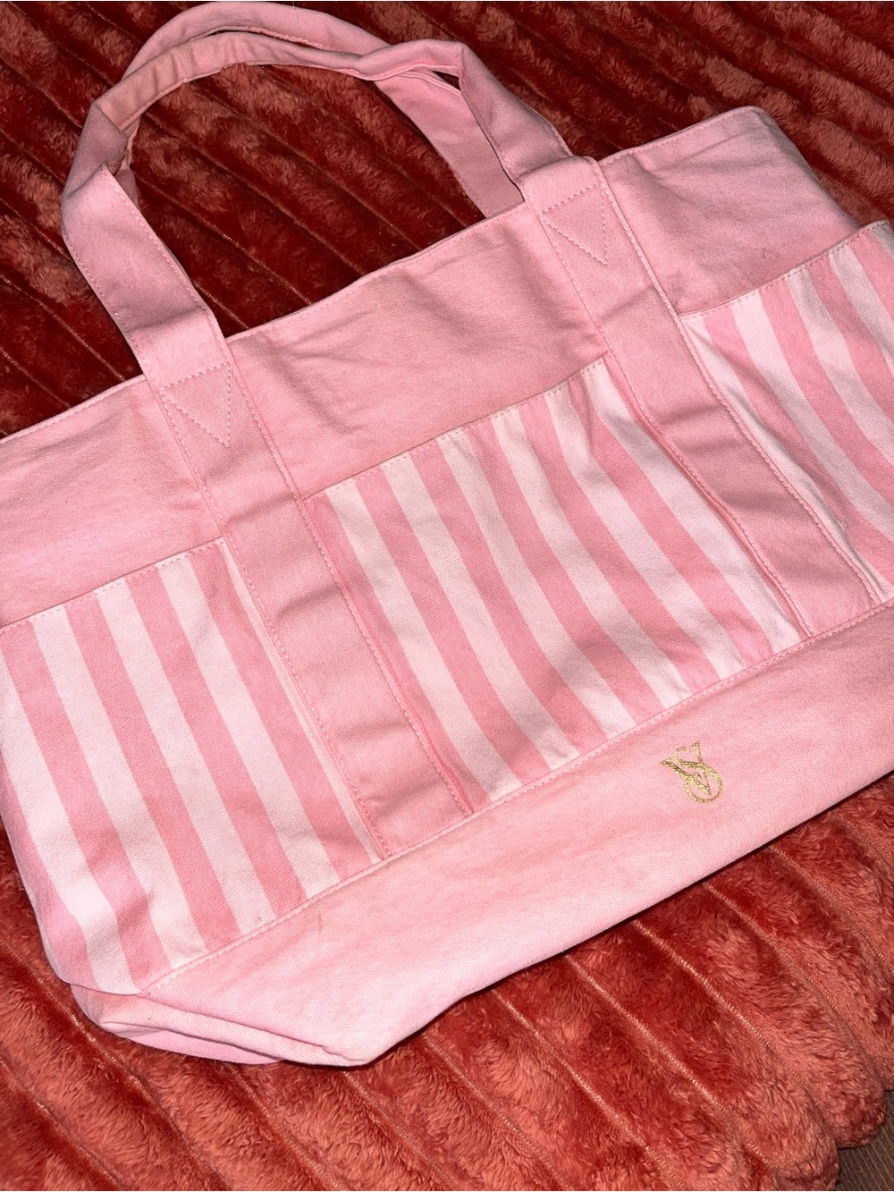 Victoria’s Secret Striped Canvas Tote Bag